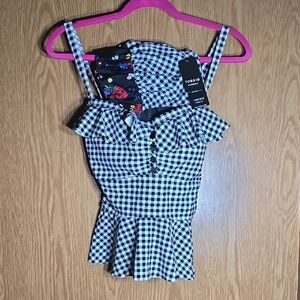 NWT Torrid Black and White Gingham Swim set